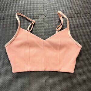 Offline By Aerie Ribbed Pink Adjustable Strap Bralette - Size S